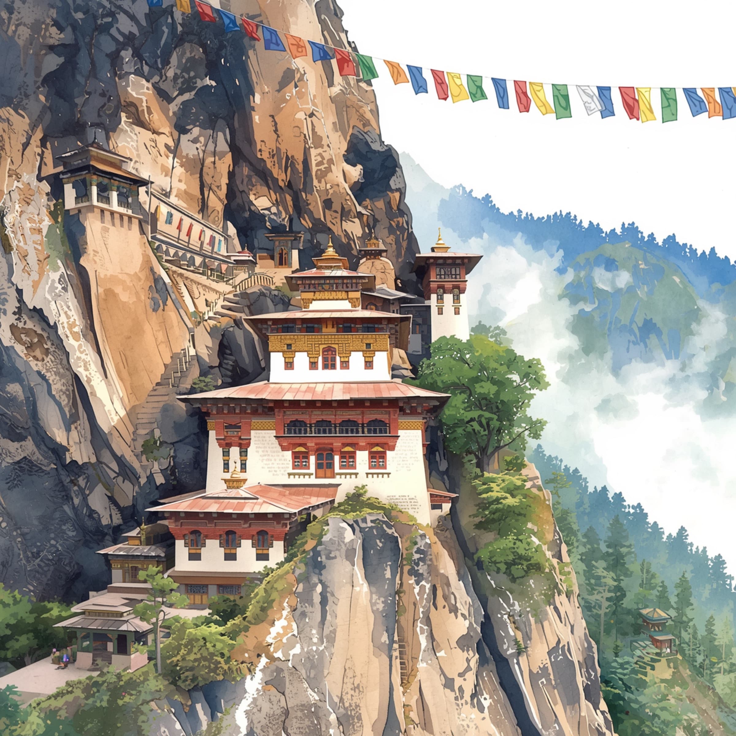 Bhutan trekking trail through mountain landscape